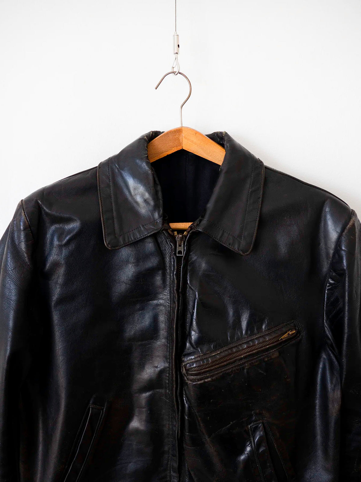 Blouson en cuir allemand des années 60 - L