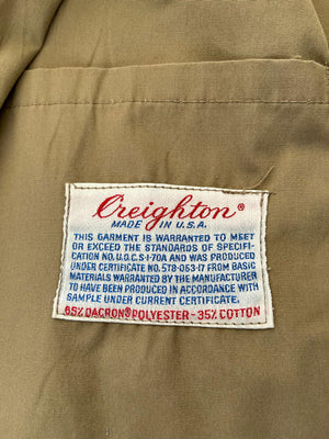Label of usaf jacket, brand "Creighton". Made in USA