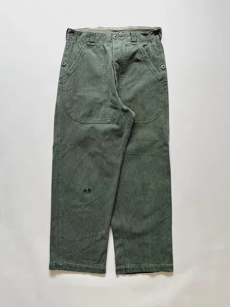 60s 70s Government-issued denim work pants from Switzerland, worn by army and prison officers from 1950 to 1990. Vintage piece. Size W30 L30.