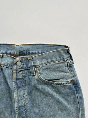 Levi's vintage 501 size 29W 34L. Step into timeless style with this authentic vintage medium blue Levi's. Extreme quality fabric with unique color shades.