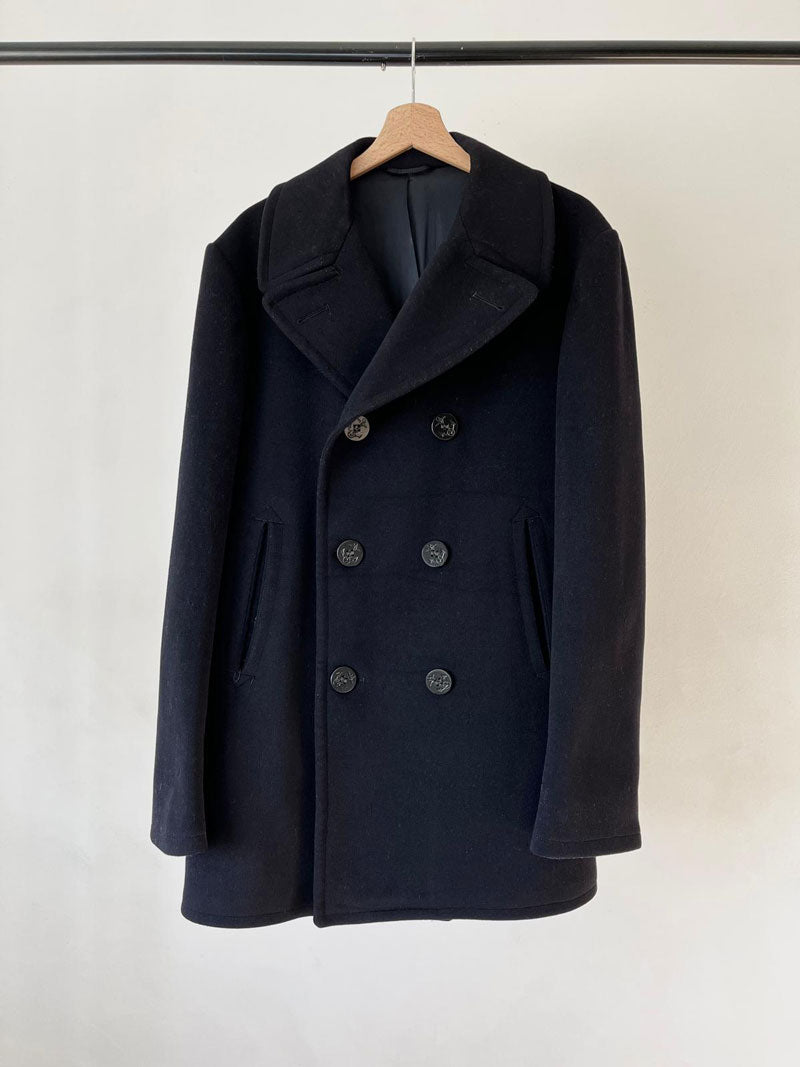 60s US Navy Army Peacoat - L