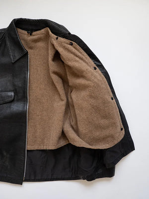 Blouson Tank en cuir de chèvre italien années 80 - XL