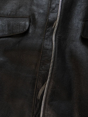 Blouson Tank en cuir de chèvre italien années 80 - XL