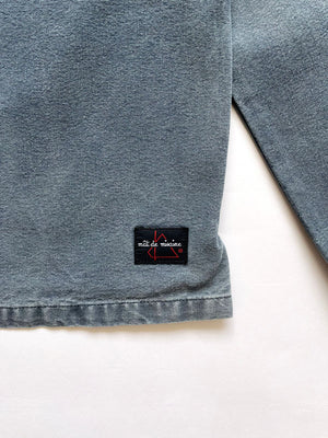French fisherman smock 80s faded blue L