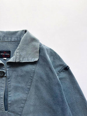 French fisherman smock 80s faded blue L