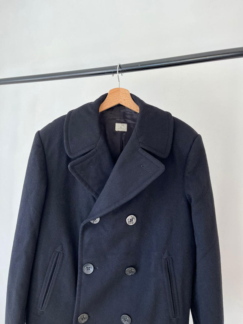 80s US Navy Army Peacoat - L