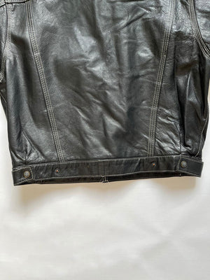Blouson type "trucker" en cuir années 80 - M