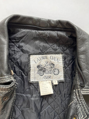 Blouson type "trucker" en cuir années 80 - M