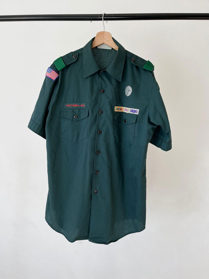 Boy scouts of America vintage shirt green, with all original patchs