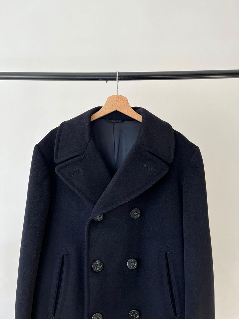 60s US Navy Army Peacoat - L