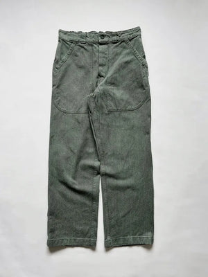 Original Swiss Army denim pants from 1950–1990, created for government use by soldiers and prison guards. Vintage surplus. Size W31 L32.
