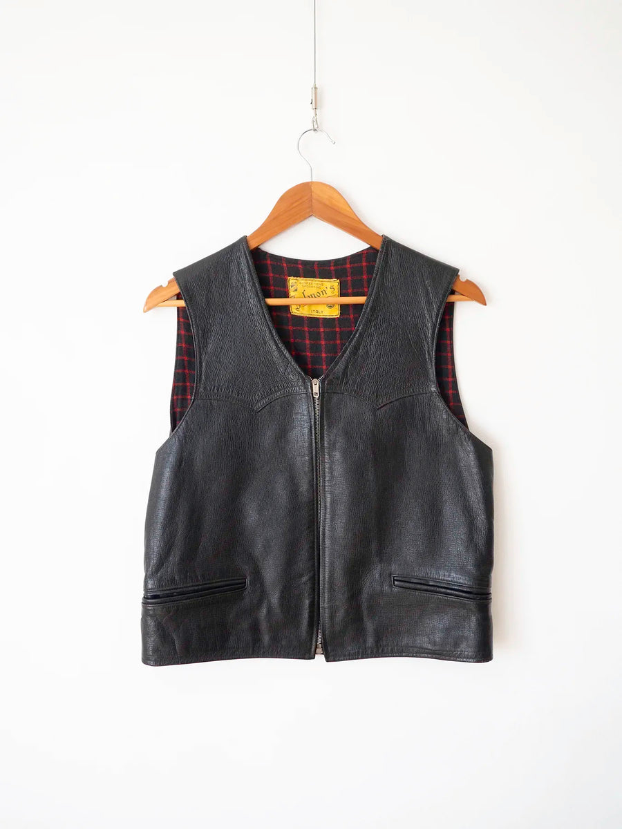 70s Italian Leather Vest - S/M