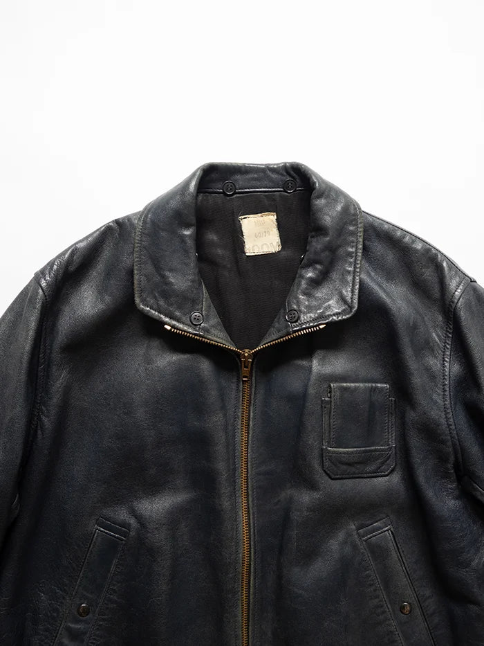 70s French Air Force Pilot Leather Jacket - L