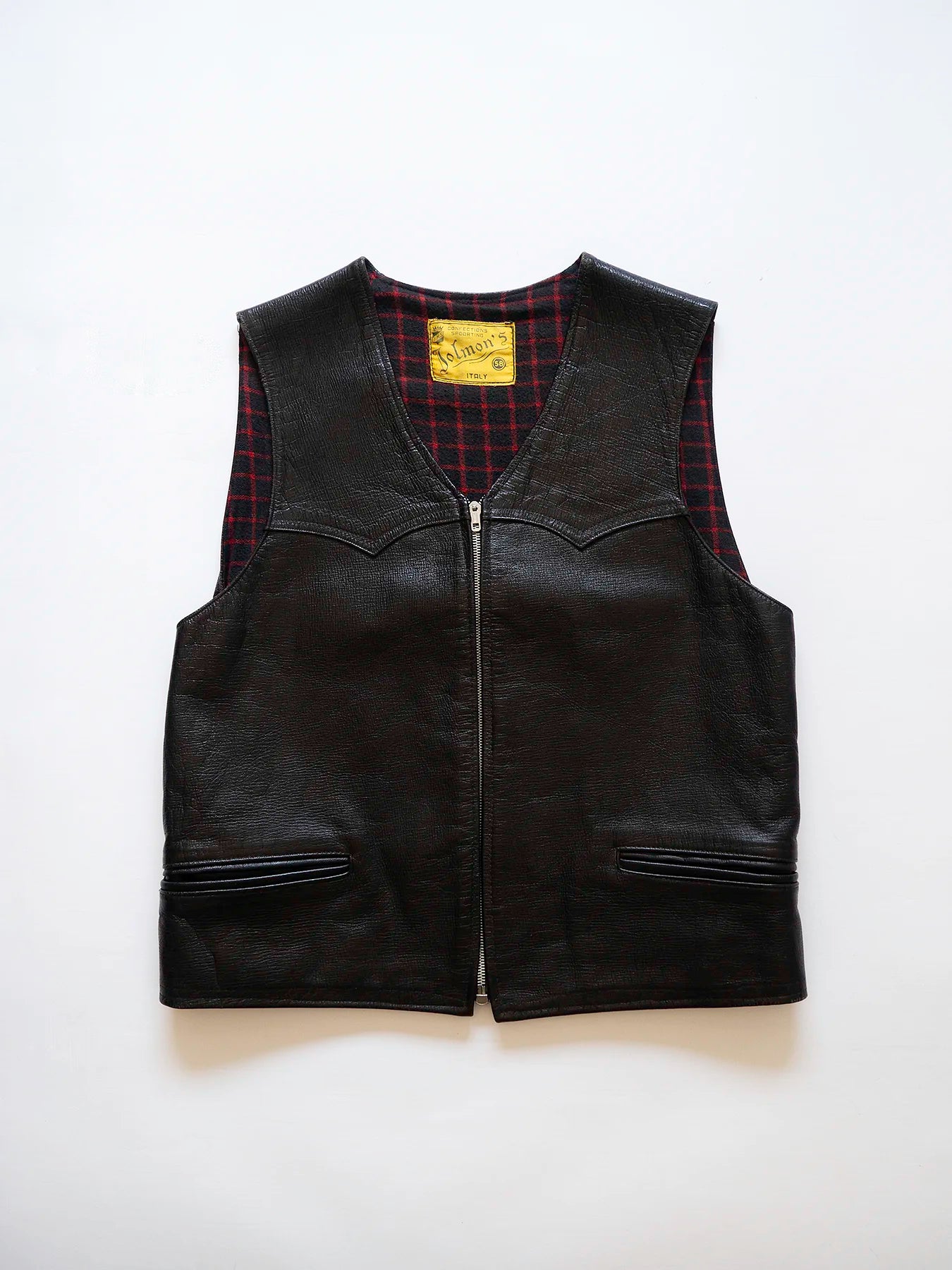 70s Italian Leather Vest - S/M