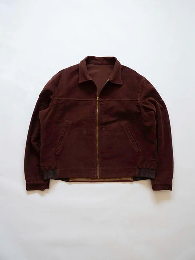 50s French Brown Moleskin Cyclist Jacket - L