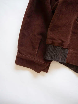 50s French Brown Moleskin Cyclist Jacket - L