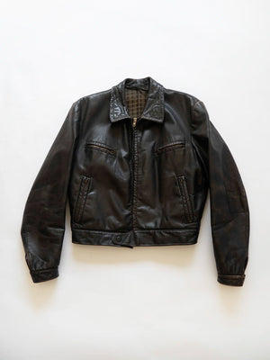 40s 50s German Bike Leather Jacket - S