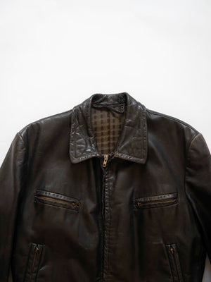 40s 50s German Bike Leather Jacket - S