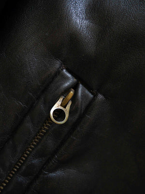 40s 50s German Bike Leather Jacket - S