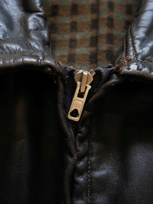 40s 50s German Bike Leather Jacket - S