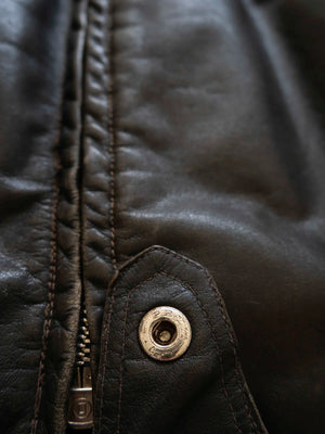 40s 50s German Bike Leather Jacket - S