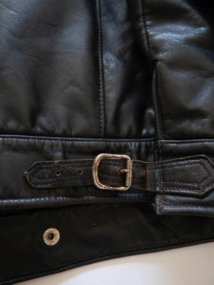 40s 50s German Bike Leather Jacket - S