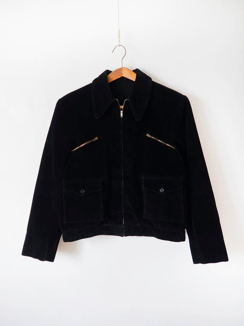 1960s Black Spanish Corduroy Jacket - M