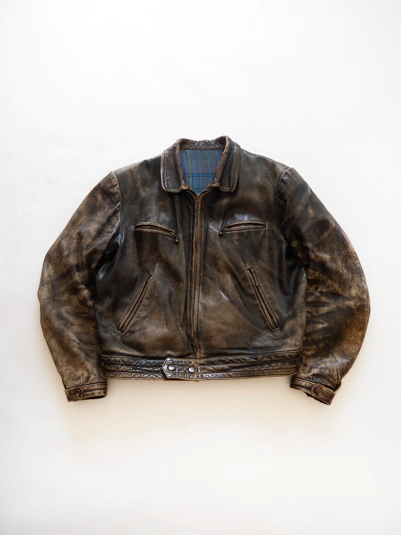 30s 40s German Leather Jacket - S/M