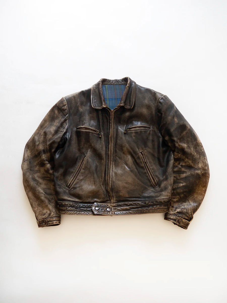 30s 40s German Leather Jacket - S/M