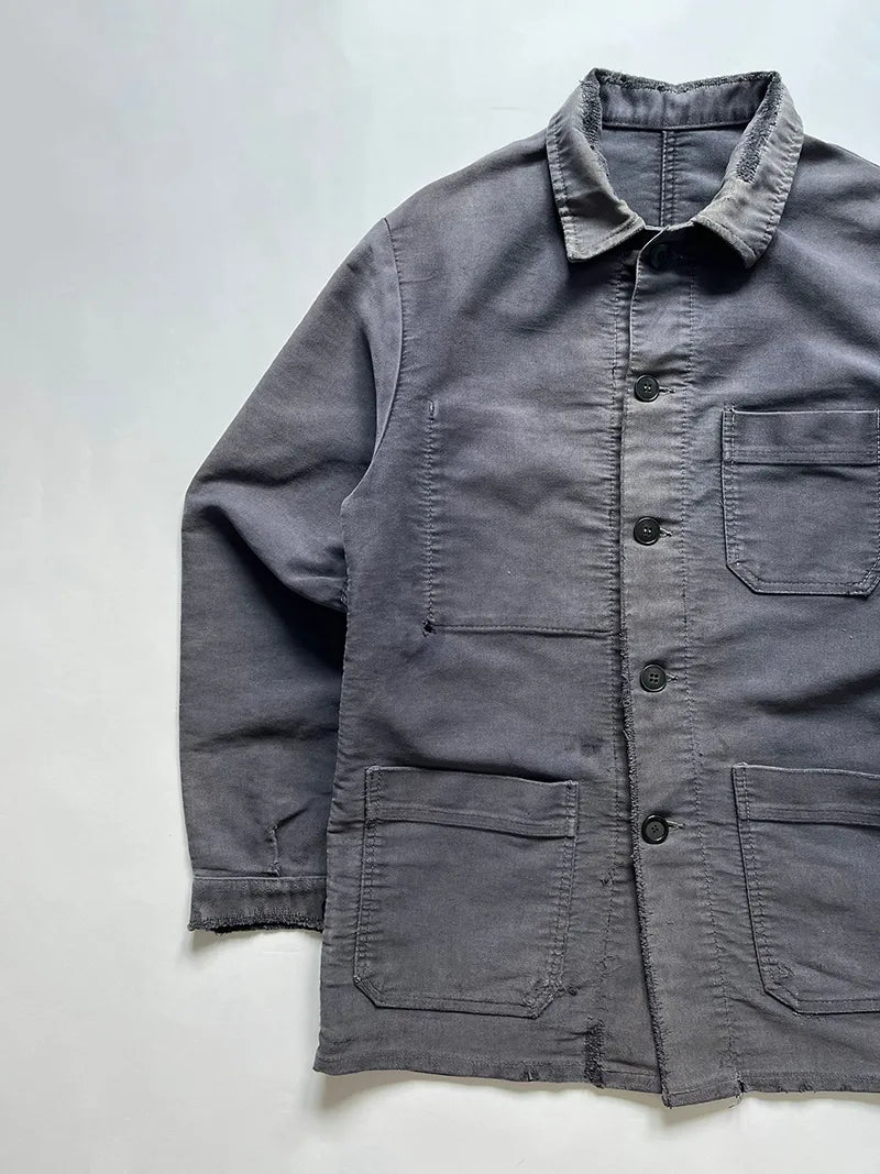 50s Black Moleskin Work Jacket - M