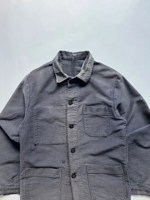 Veste de travail en moleskine noire des années 50 - M