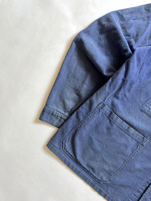 French working jacket from the 70s with a fantastic patina given by the passage of time. Bleu du Nord label. Sanfor quality cotton. Good conditions, size Large.