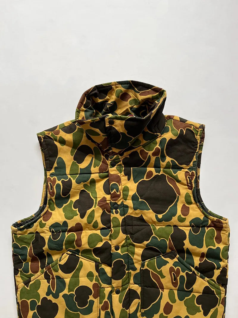 70s 80s Jim Catfish Duck Camo Gilet - M
