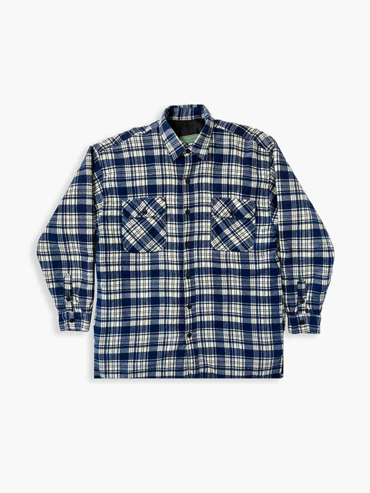 90s shirt jacket in blue flannel - L