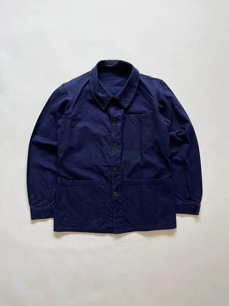 Vintage French work jacket, dating back to the 1970s or 1980s. In excellent condition. Heavy, high-quality cotton. Made in France.