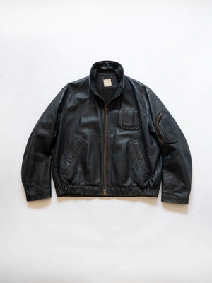 70s French Air Force Pilot Leather Jacket - L