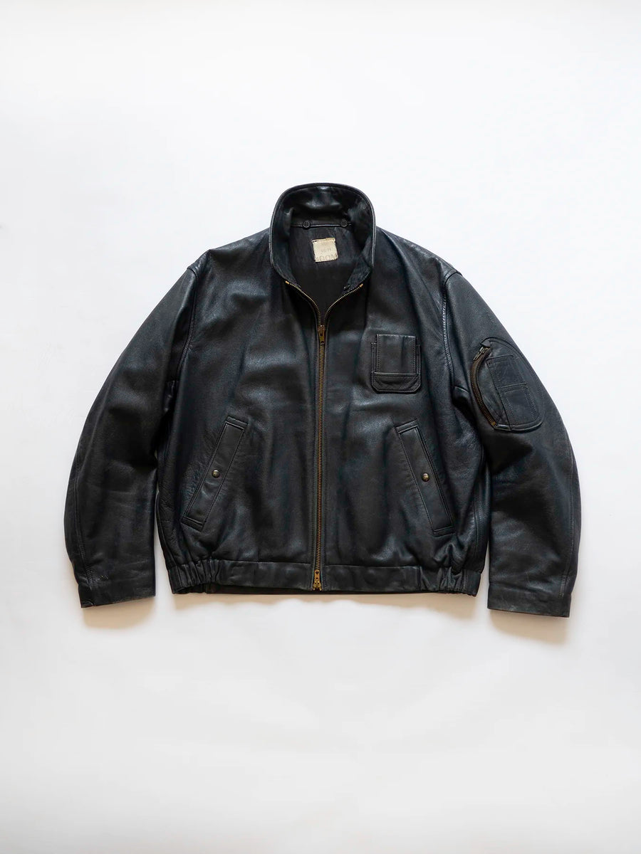 70s French Air Force Pilot Leather Jacket - L