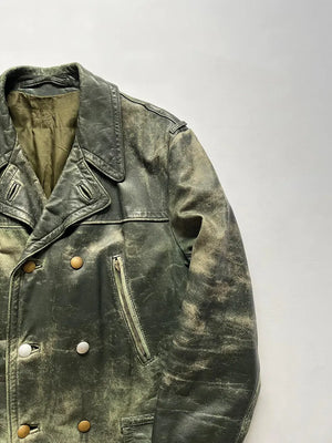 50s 60s German leather jacket Brauch and Frey - XL