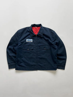 Work Jacket Red Kap made in USA, blu. Zip Talon e liner interno rosso.