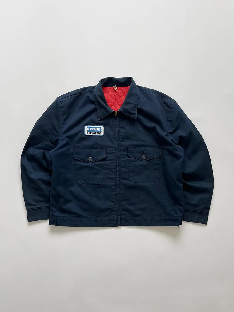 Work Jacket Red Kap made in USA, blu. Zip Talon e liner interno rosso.
