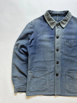 Veste de travail bleue en moleskine années 40 50 Tiss Acier - S