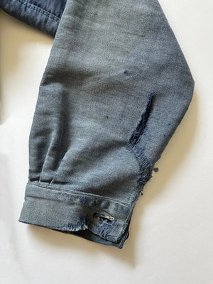 Veste de travail bleue en moleskine années 40 50 Tiss Acier - S