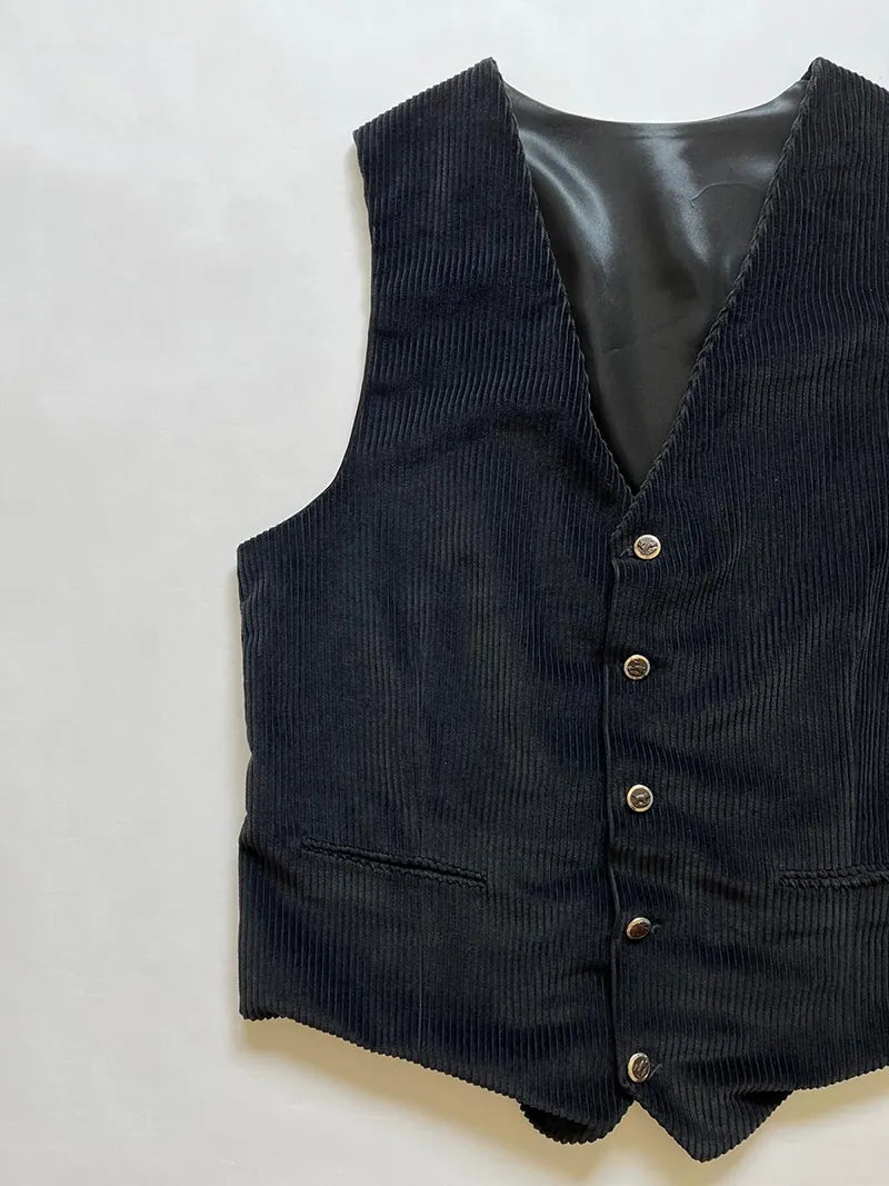 60s French Corduroy Hunting Gilet - M