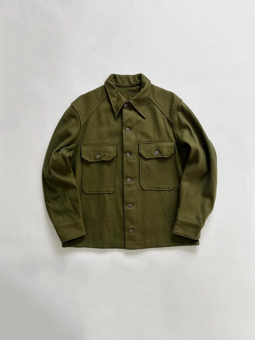 50–70s OG-108 wool uniform shirts. Their name comes from “Olive Green 108,” a deep green shade designed for U.S. Army military operations. First pattern.