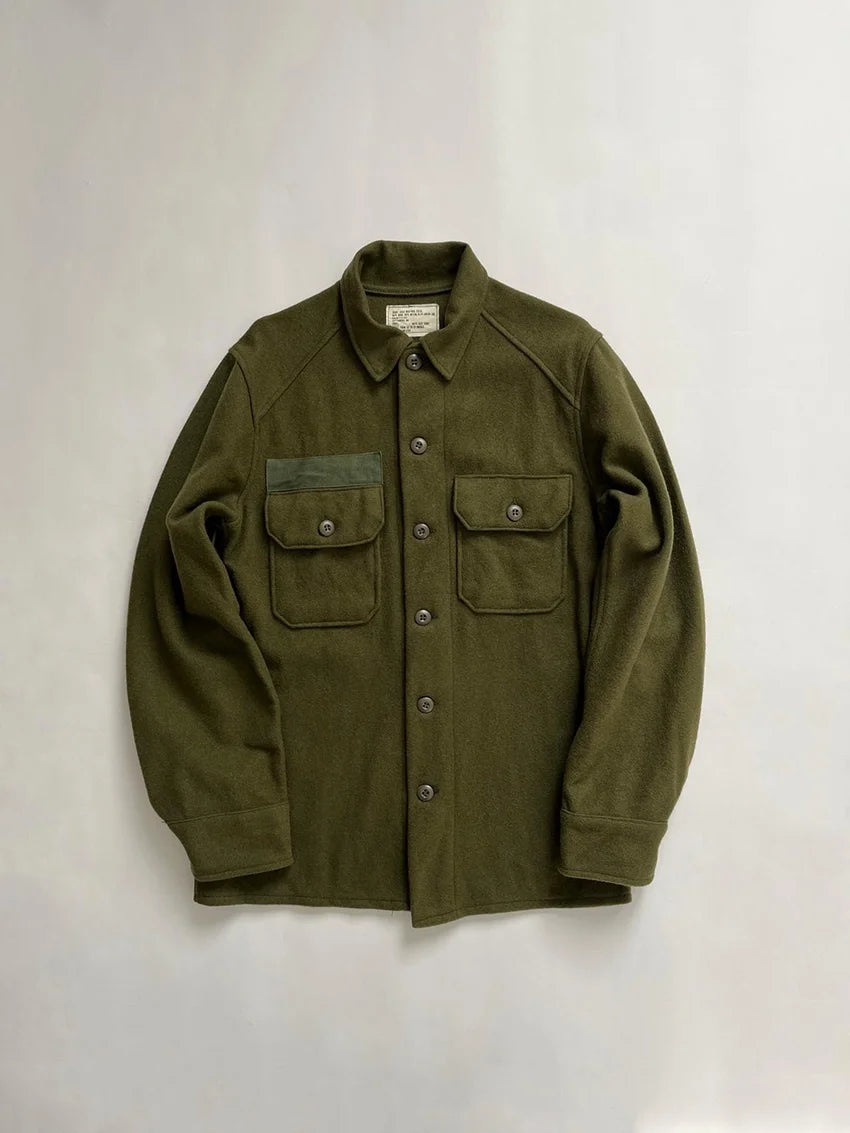 50–70s OG-108 vintage wool uniform shirts. The term “Olive Green 108” refers to a dark green shade adopted for military uniforms and use. Second pattern.