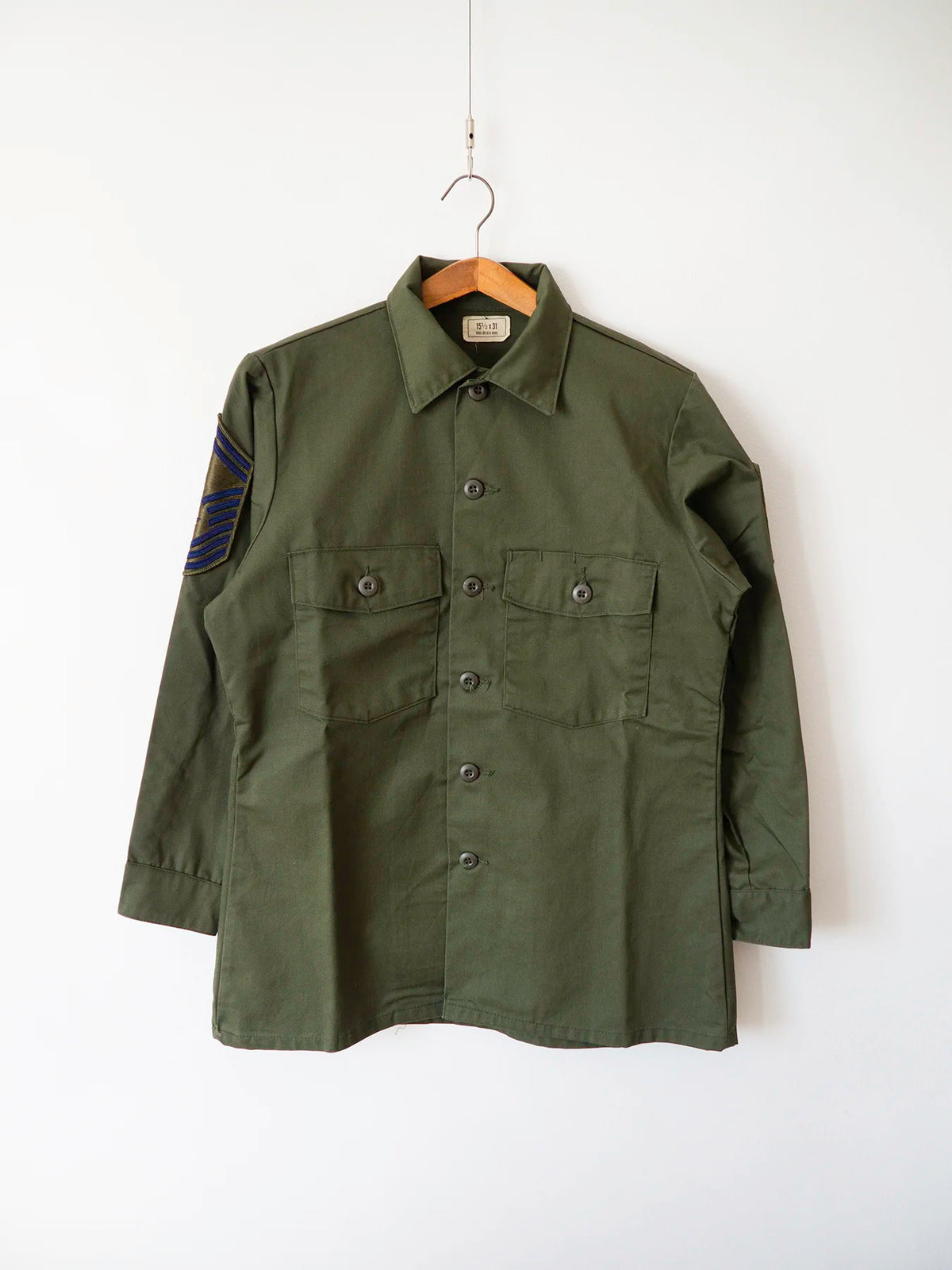OG-507 vintage US Air Force utility shirt, size XL, with a Chief Master Sergeant rank patch on the left sleeve.