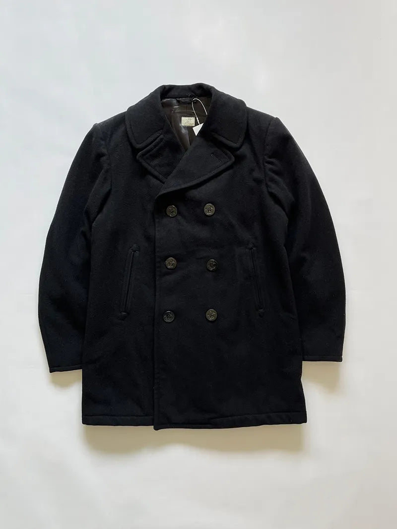 80s US Navy Army Peacoat - L