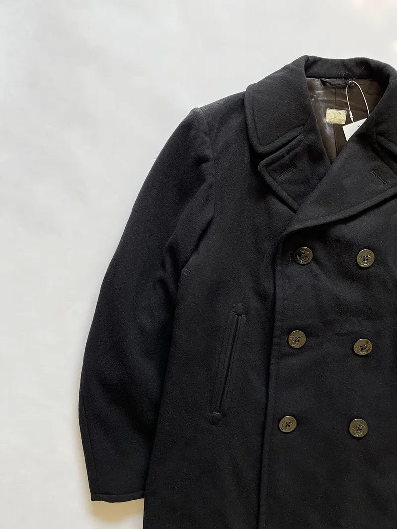 80s US Navy Army Peacoat - L