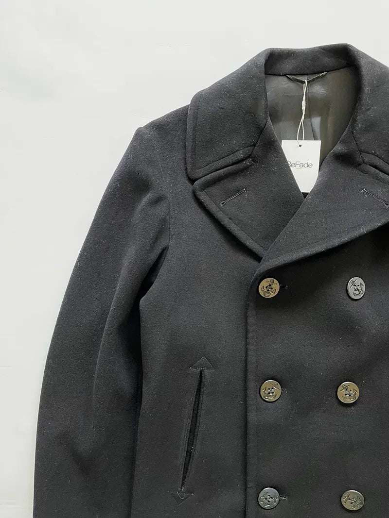 60s US Navy Army Peacoat - L