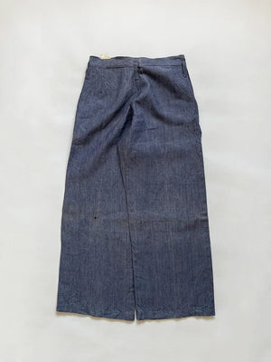 60s French Navy Ramie Sailor Pant - W29 L30